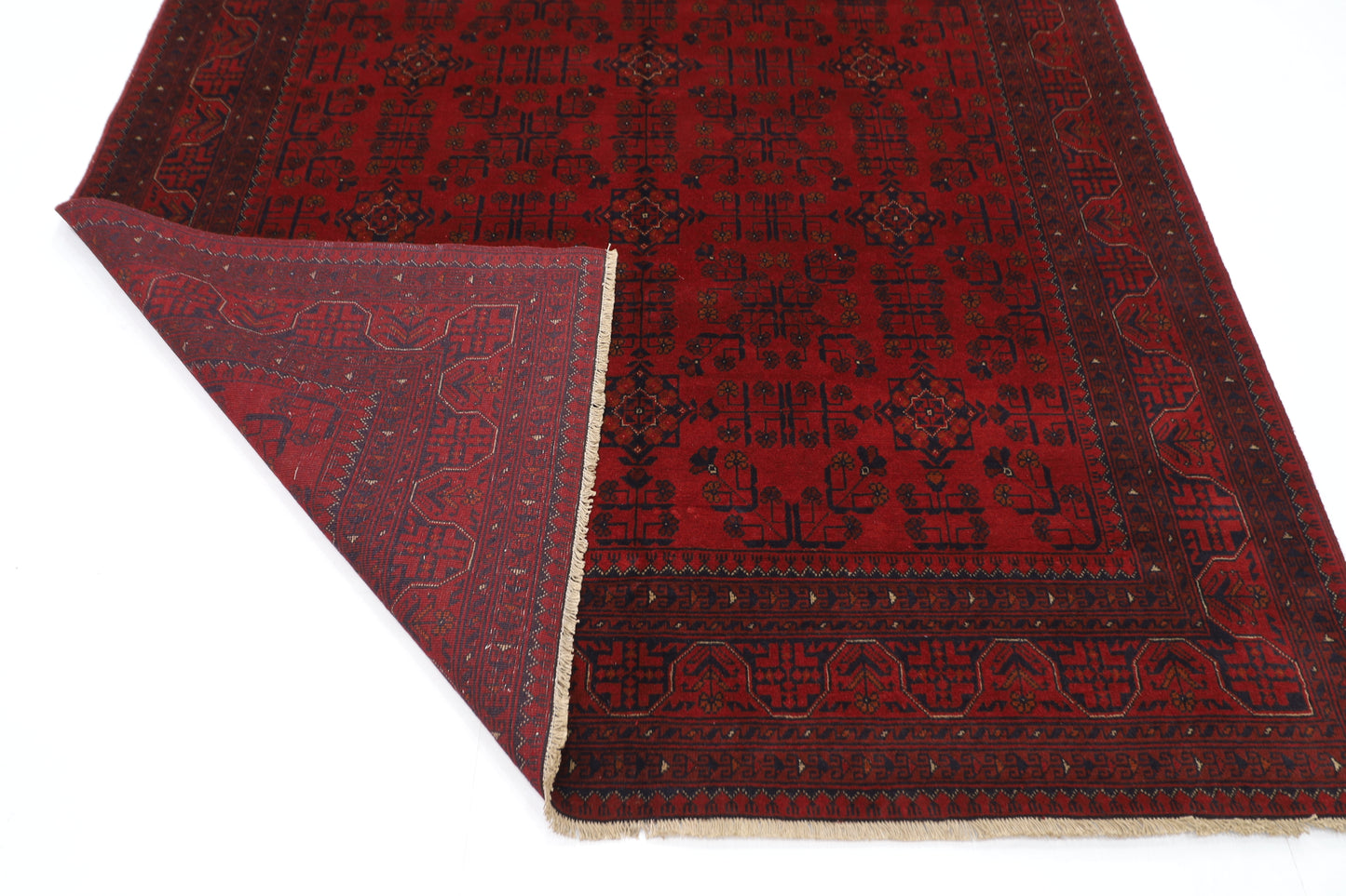 204 x 289 cm | Red Khal Mohammadi Afghan Tribal Hand Knotted Veg Dye Wool Carpet