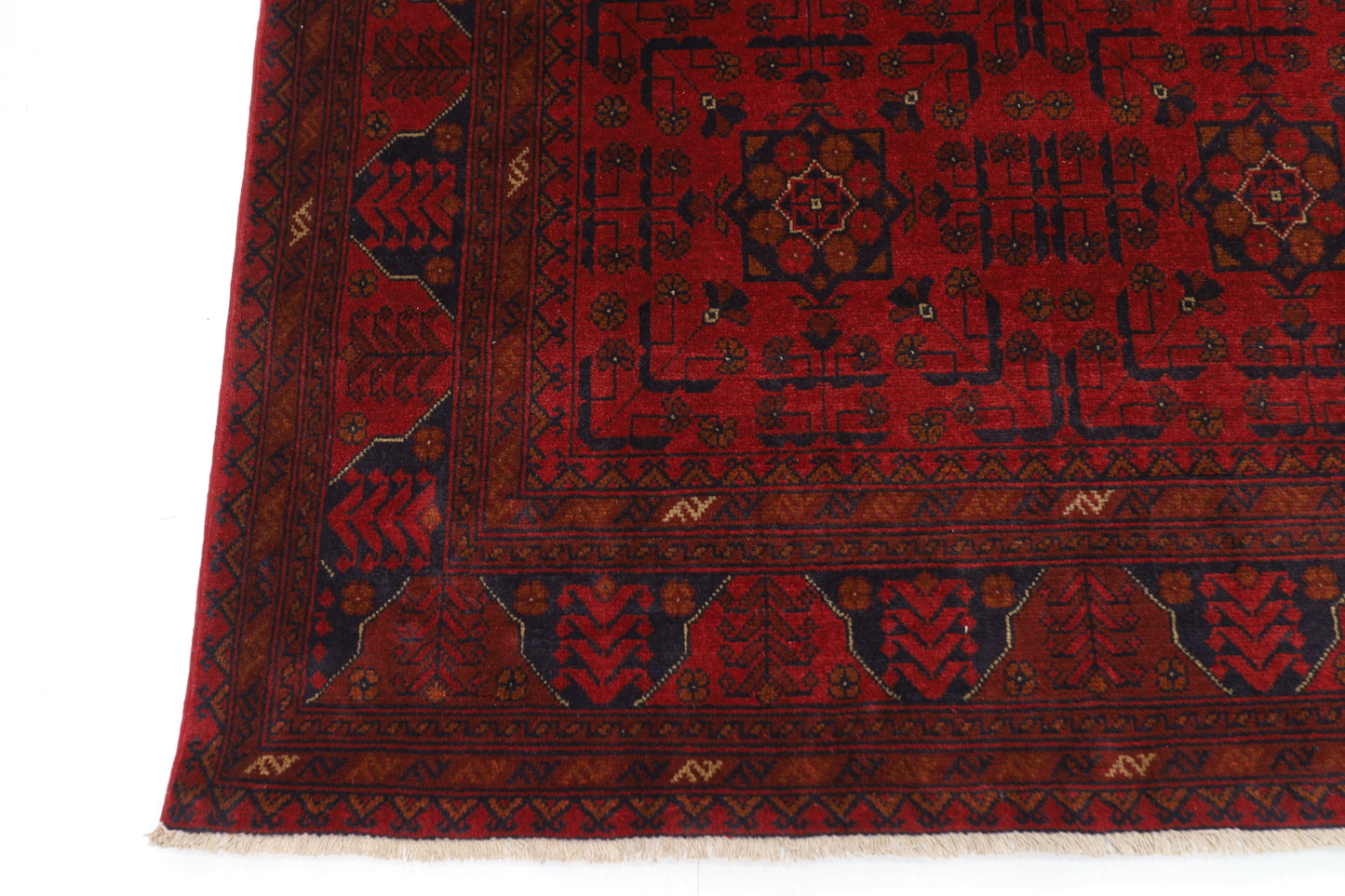 146 x 202 cm | Red Khal Mohammadi Afghan Tribal Hand Knotted Veg Dye Wool Carpet