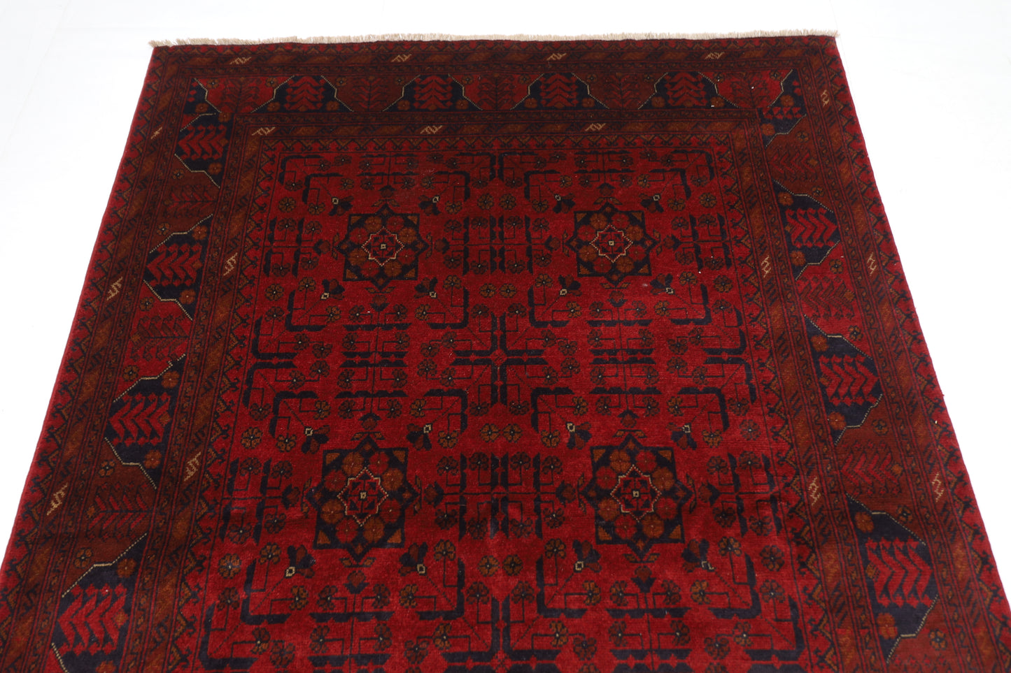 146 x 202 cm | Red Khal Mohammadi Afghan Tribal Hand Knotted Veg Dye Wool Carpet