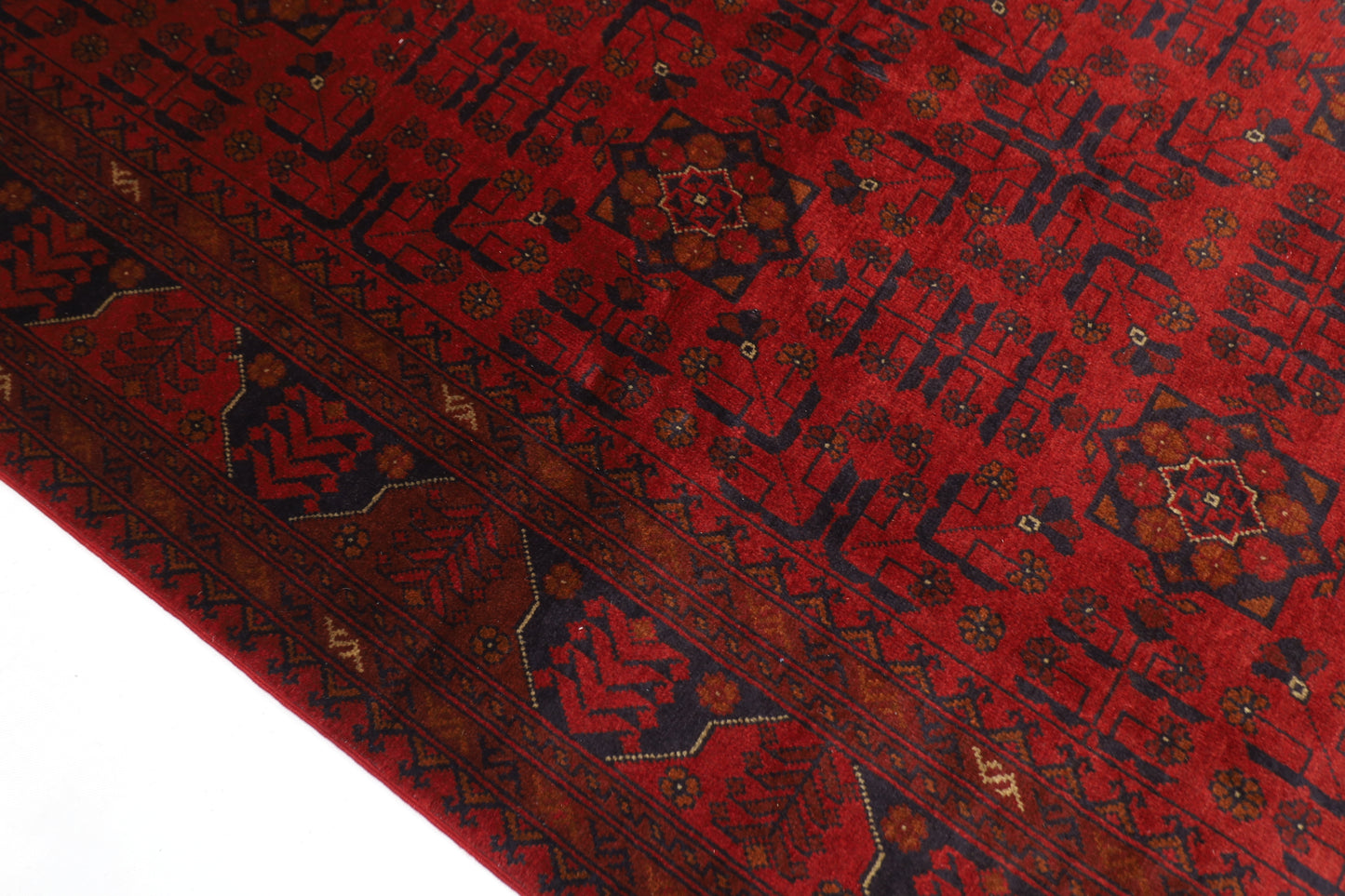 146 x 202 cm | Red Khal Mohammadi Afghan Tribal Hand Knotted Veg Dye Wool Carpet