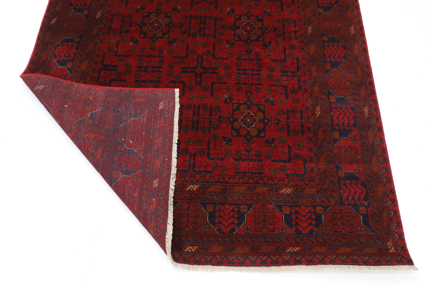 146 x 202 cm | Red Khal Mohammadi Afghan Tribal Hand Knotted Veg Dye Wool Carpet