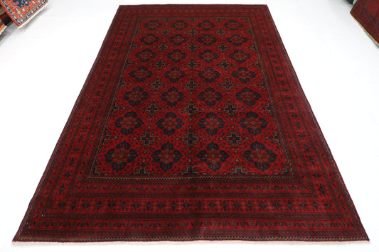 202 x 288 cm | Red Khal Mohammadi Afghan Tribal Hand Knotted Veg Dye Wool Carpet