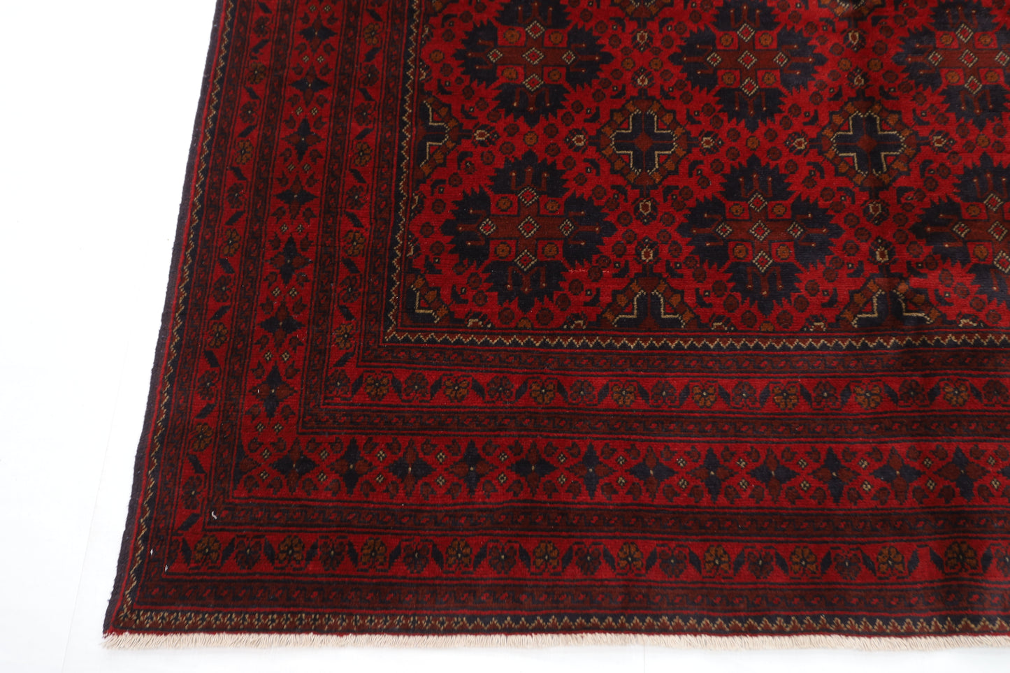 202 x 288 cm | Red Khal Mohammadi Afghan Tribal Hand Knotted Veg Dye Wool Carpet