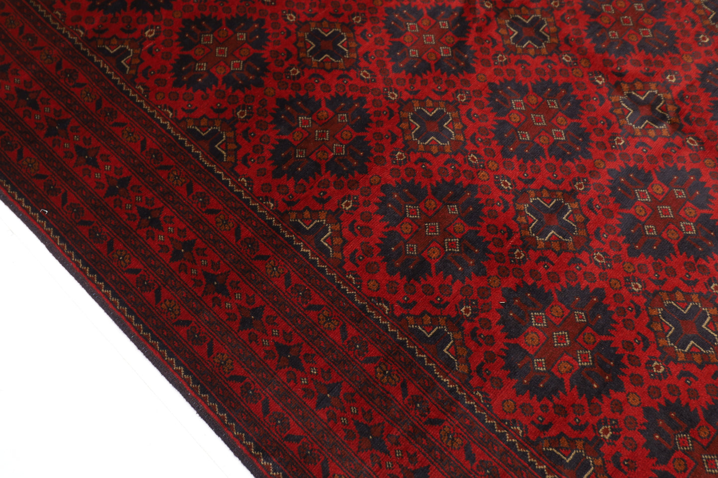 202 x 288 cm | Red Khal Mohammadi Afghan Tribal Hand Knotted Veg Dye Wool Carpet