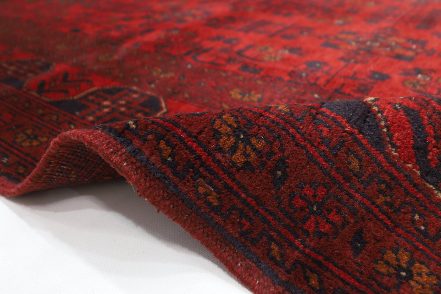 152 x 194 cm | Red Khal Mohammadi Afghan Tribal Hand Knotted Veg Dye Wool Carpet .