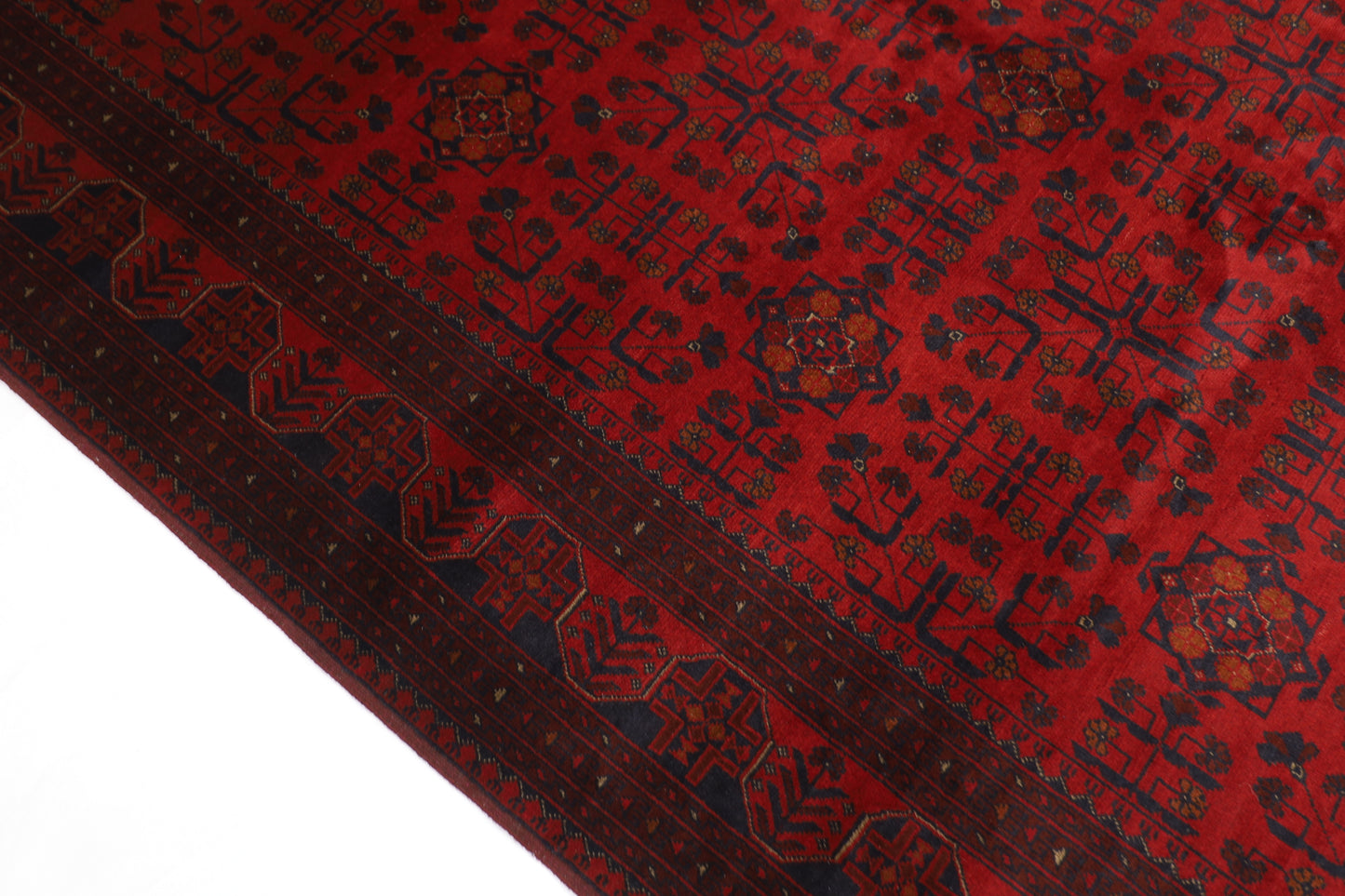 206 x 290 cm | Red Khal Mohammadi Afghan Tribal Hand Knotted Veg Dye Wool Carpet