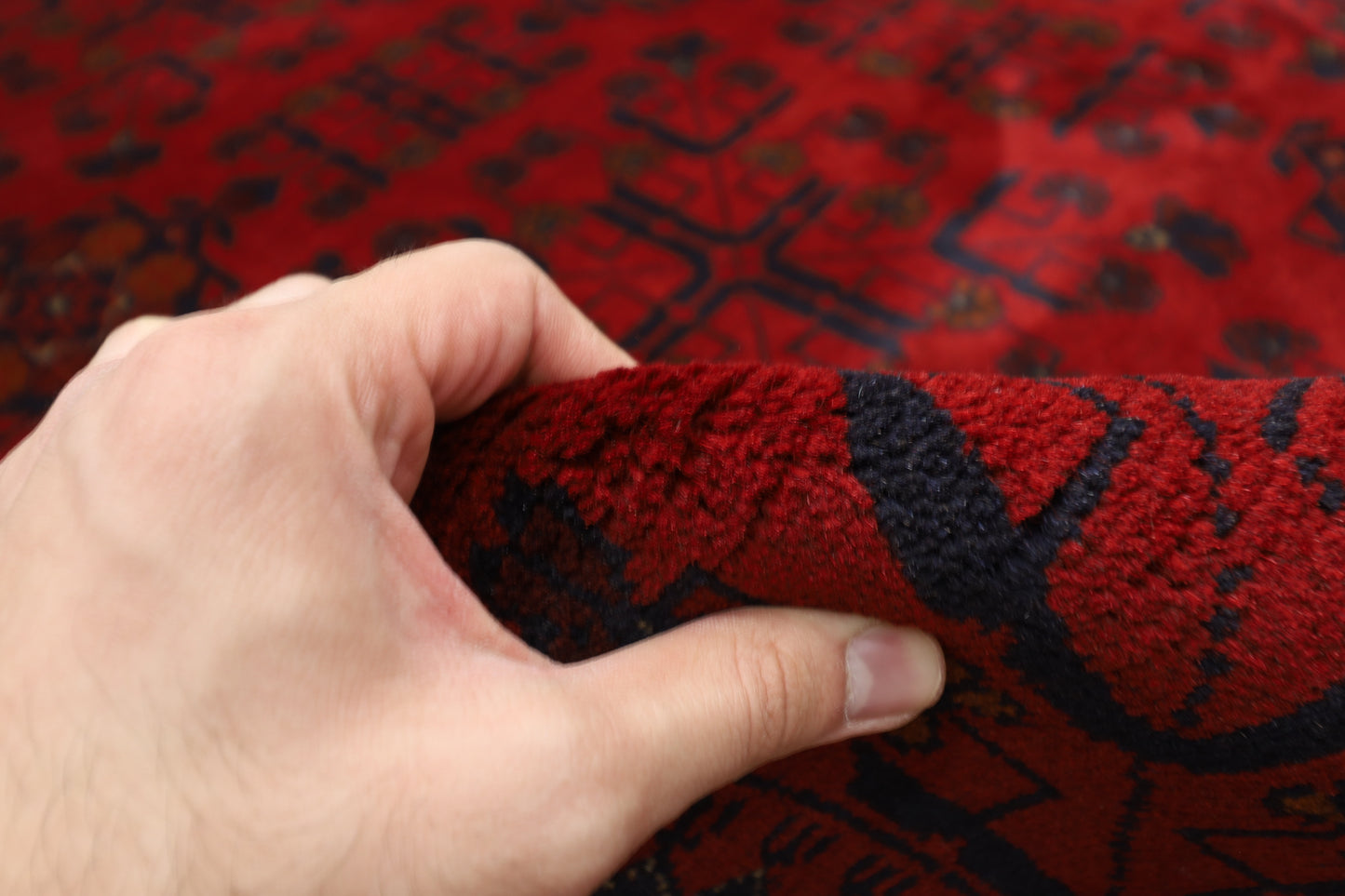 206 x 290 cm | Red Khal Mohammadi Afghan Tribal Hand Knotted Veg Dye Wool Carpet
