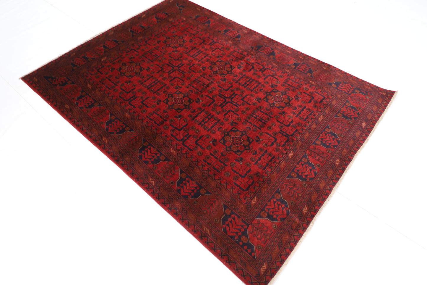 148 x 198 cm | Red Khal Mohammadi Afghan Tribal Hand Knotted Wool Carpet