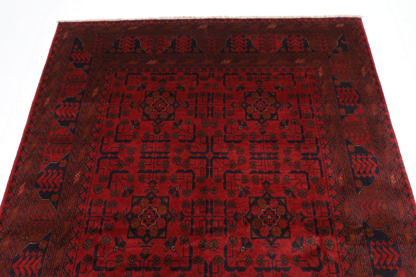 148 x 198 cm | Red Khal Mohammadi Afghan Tribal Hand Knotted Wool Carpet