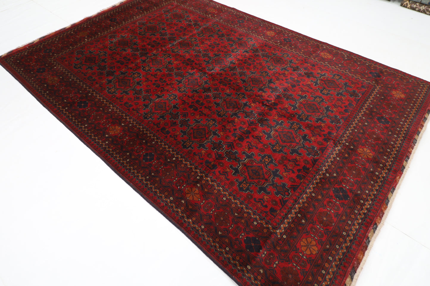 202 x 300 cm | Red Khal Mohammadi Afghan Tribal Hand Knotted Wool Carpet
