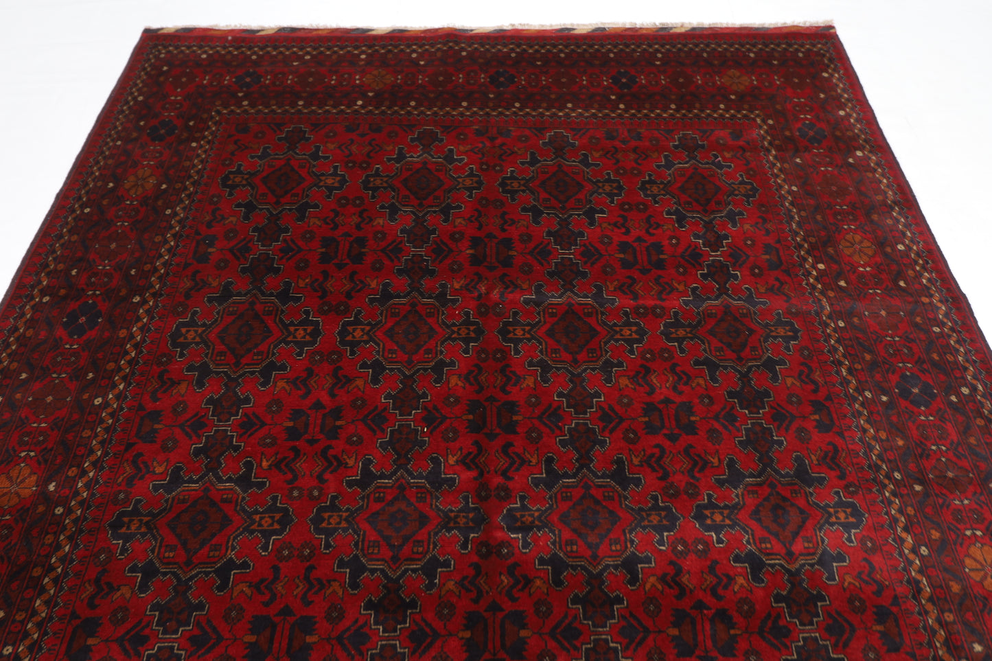202 x 300 cm | Red Khal Mohammadi Afghan Tribal Hand Knotted Wool Carpet