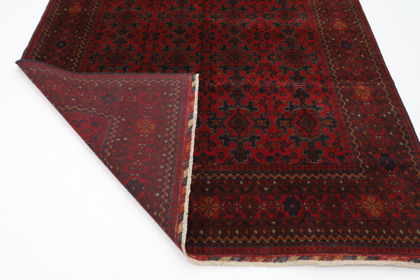 202 x 300 cm | Red Khal Mohammadi Afghan Tribal Hand Knotted Wool Carpet