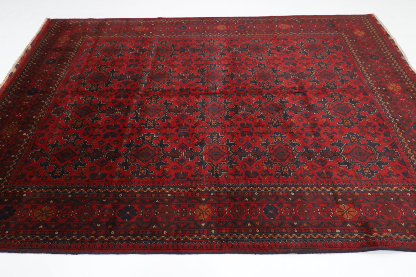 202 x 300 cm | Red Khal Mohammadi Afghan Tribal Hand Knotted Wool Carpet