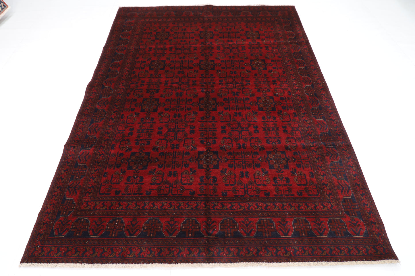 174 x 232 cm | Red Khal Mohammadi Afghan Tribal Hand Knotted Wool Carpet