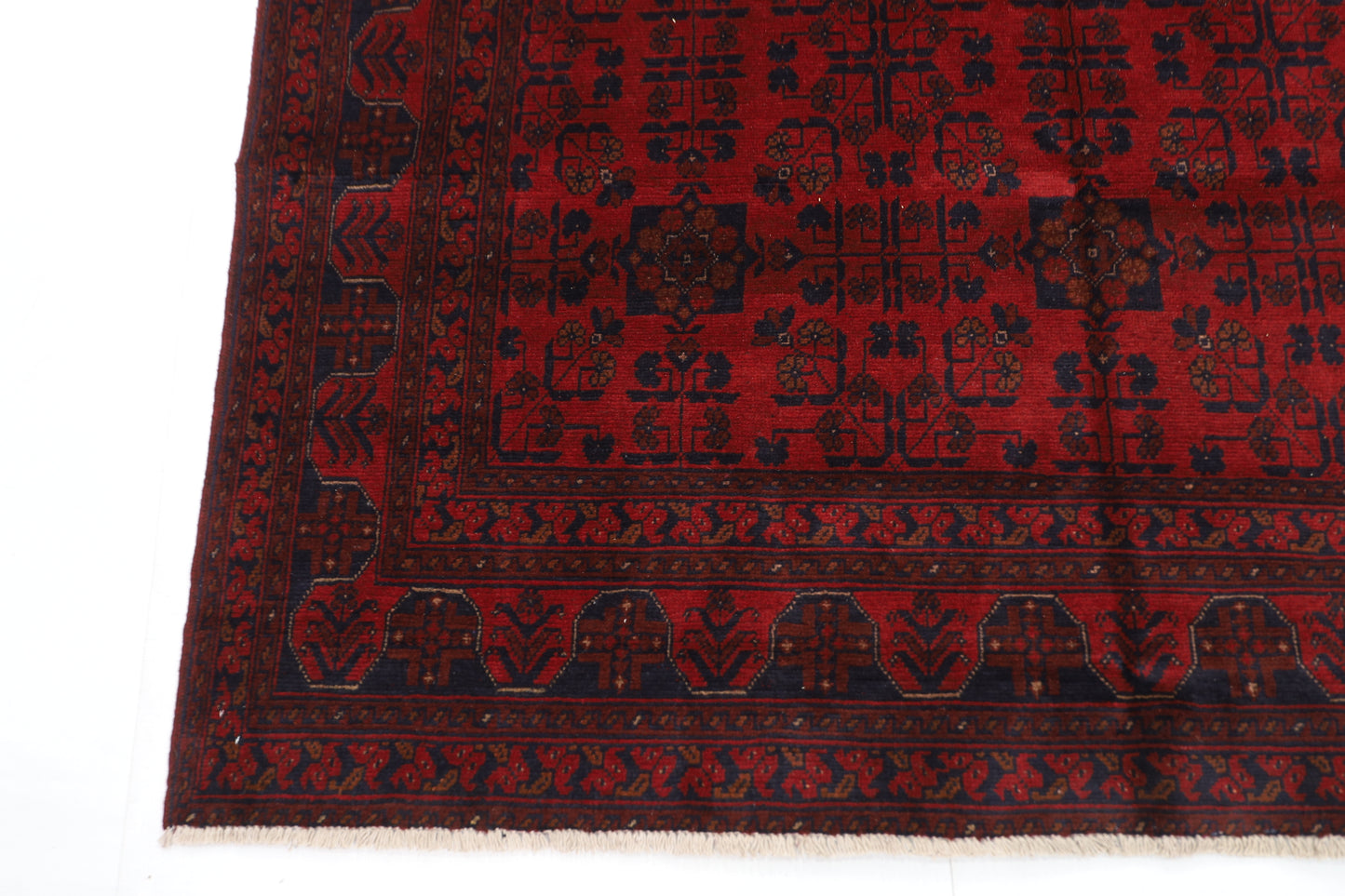 174 x 232 cm | Red Khal Mohammadi Afghan Tribal Hand Knotted Wool Carpet