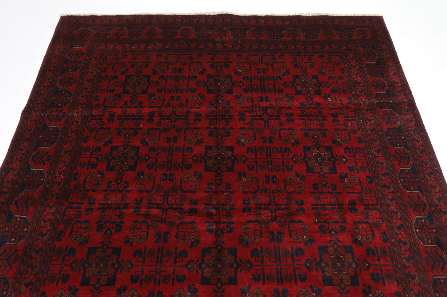 174 x 232 cm | Red Khal Mohammadi Afghan Tribal Hand Knotted Wool Carpet