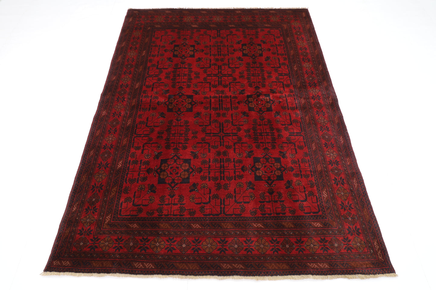 145 x 195 cm | Red Khal Mohammadi Afghan Tribal Hand Knotted Wool Carpet