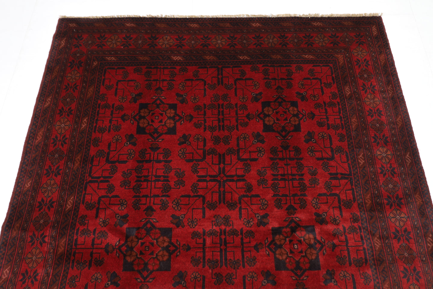145 x 195 cm | Red Khal Mohammadi Afghan Tribal Hand Knotted Wool Carpet