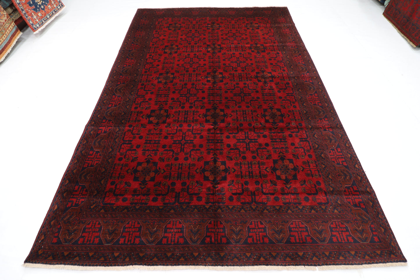 196 x 296 cm | Red Khal Mohammadi Afghan Tribal Hand Knotted Wool Carpet
