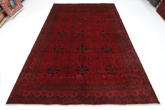 204 x 298 cm | Red Khal Mohammadi Afghan Tribal Hand Knotted Wool Carpet