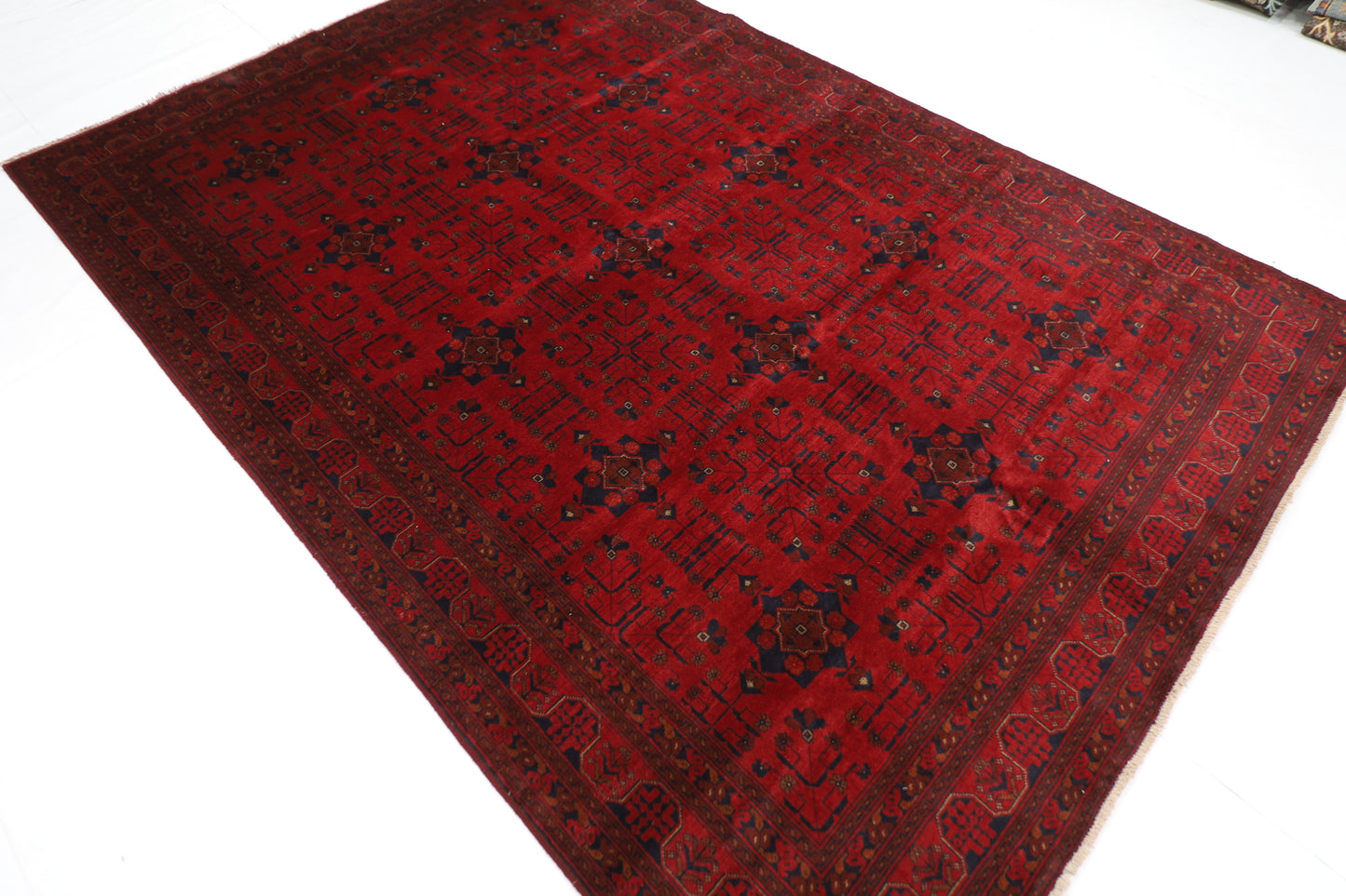 204 x 298 cm | Red Khal Mohammadi Afghan Tribal Hand Knotted Wool Carpet