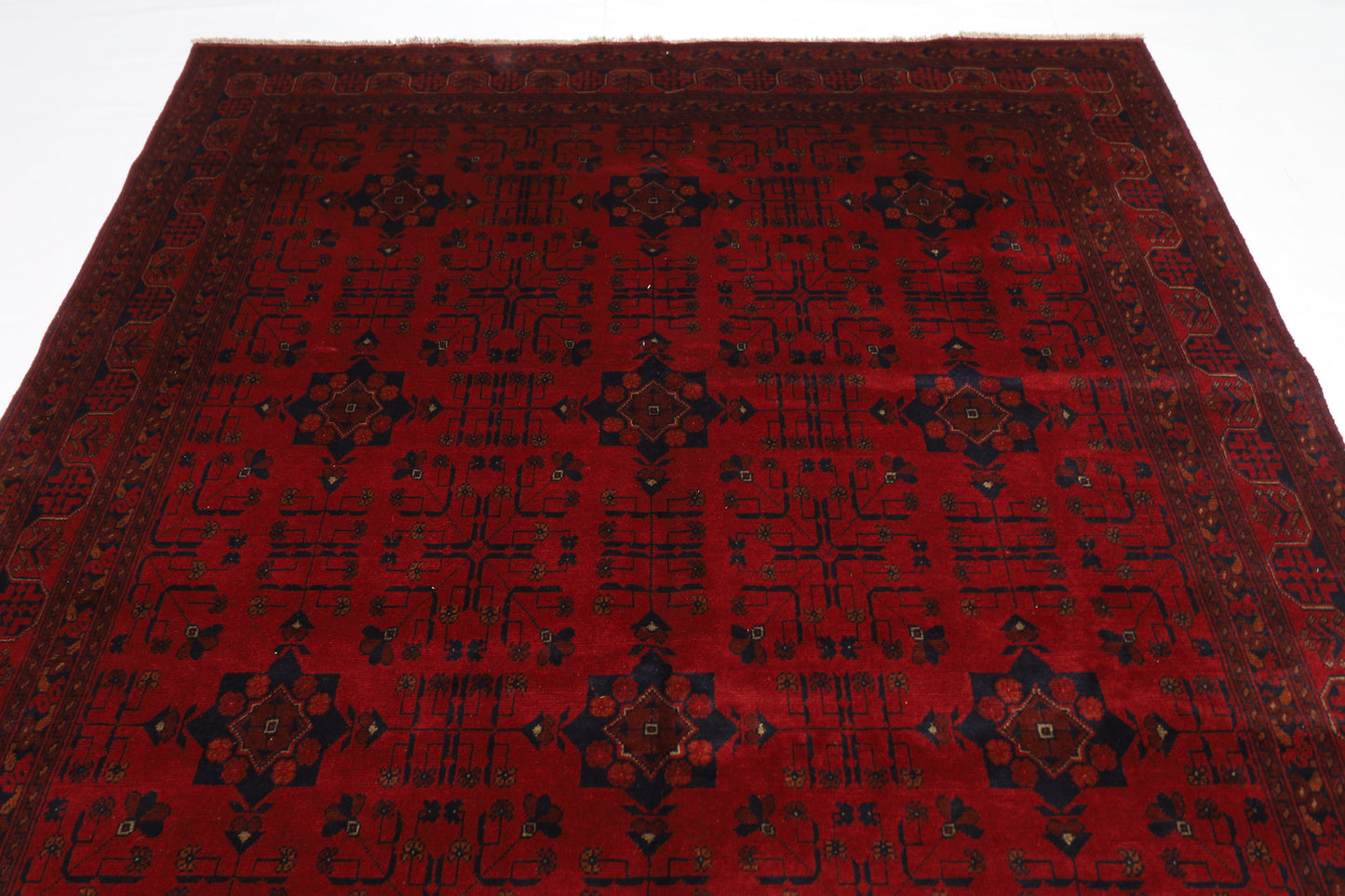 204 x 298 cm | Red Khal Mohammadi Afghan Tribal Hand Knotted Wool Carpet