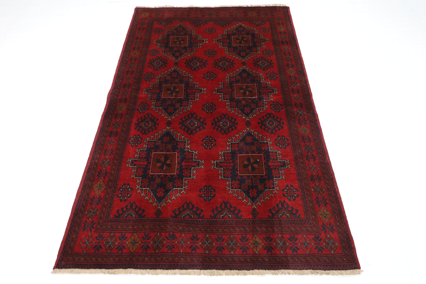 129 x 198 cm | Red Khal Mohammadi Afghan Tribal Hand Knotted Wool Carpet