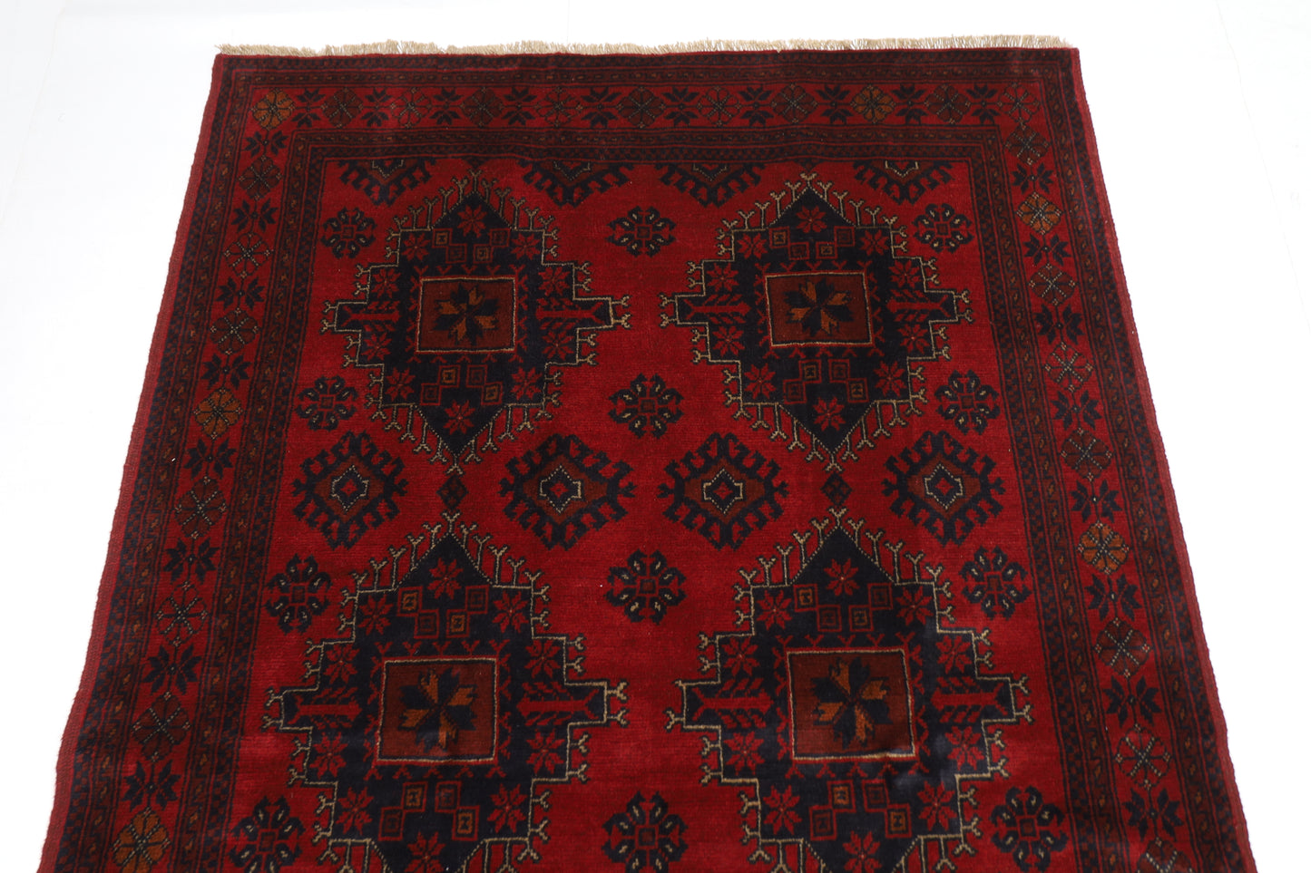129 x 198 cm | Red Khal Mohammadi Afghan Tribal Hand Knotted Wool Carpet