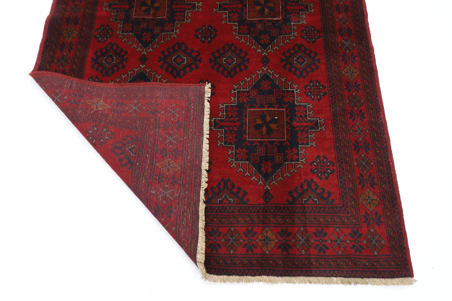 129 x 198 cm | Red Khal Mohammadi Afghan Tribal Hand Knotted Wool Carpet