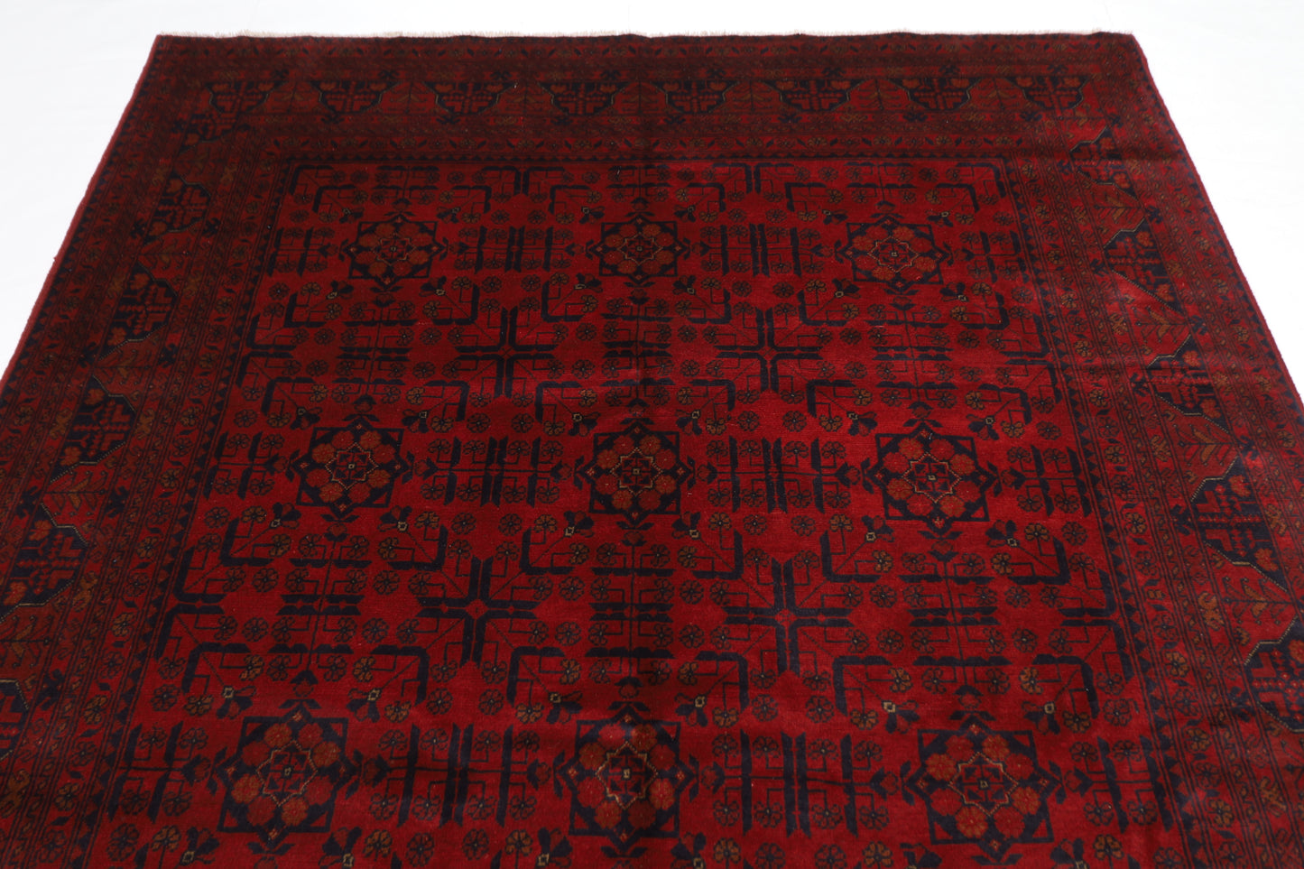 198 x 293 cm | Red Khal Mohammadi Afghan Tribal Hand Knotted Wool Carpet