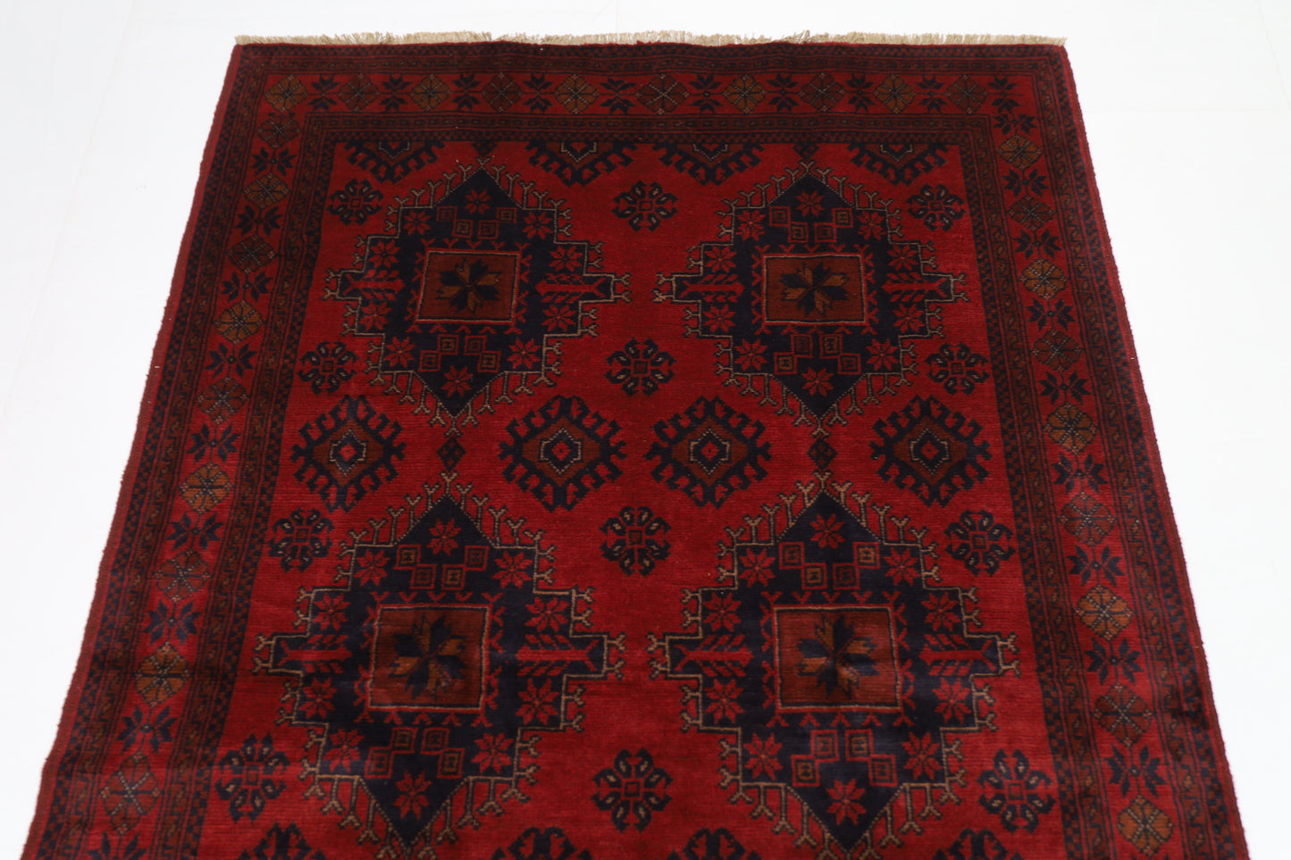 128 x 193 cm | Red Khal Mohammadi Afghan Tribal Hand Knotted Wool Carpet