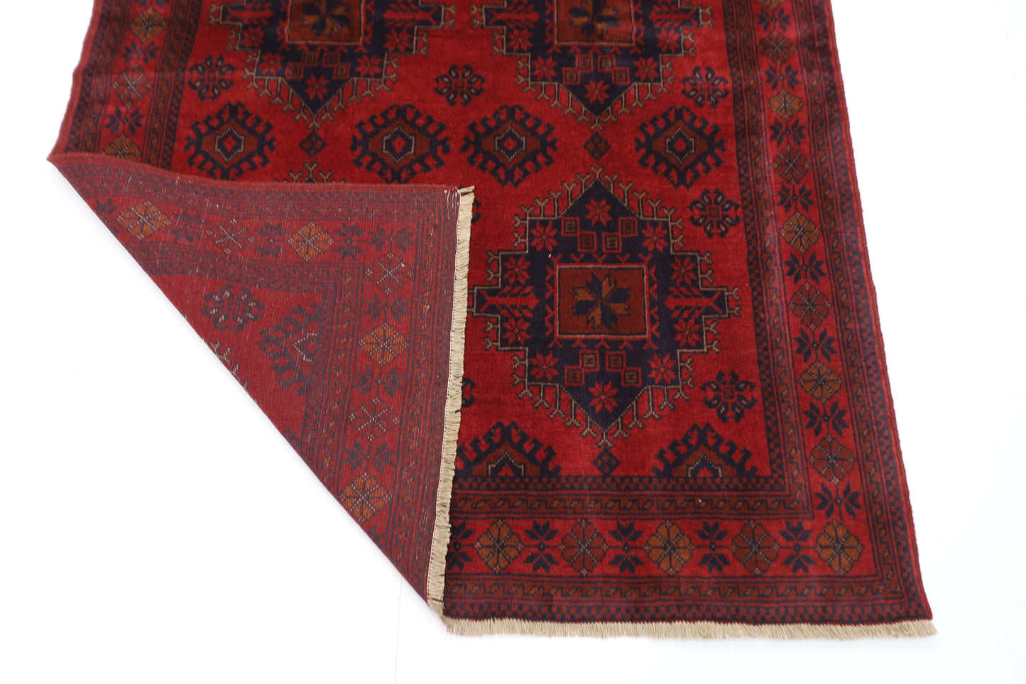 128 x 193 cm | Red Khal Mohammadi Afghan Tribal Hand Knotted Wool Carpet