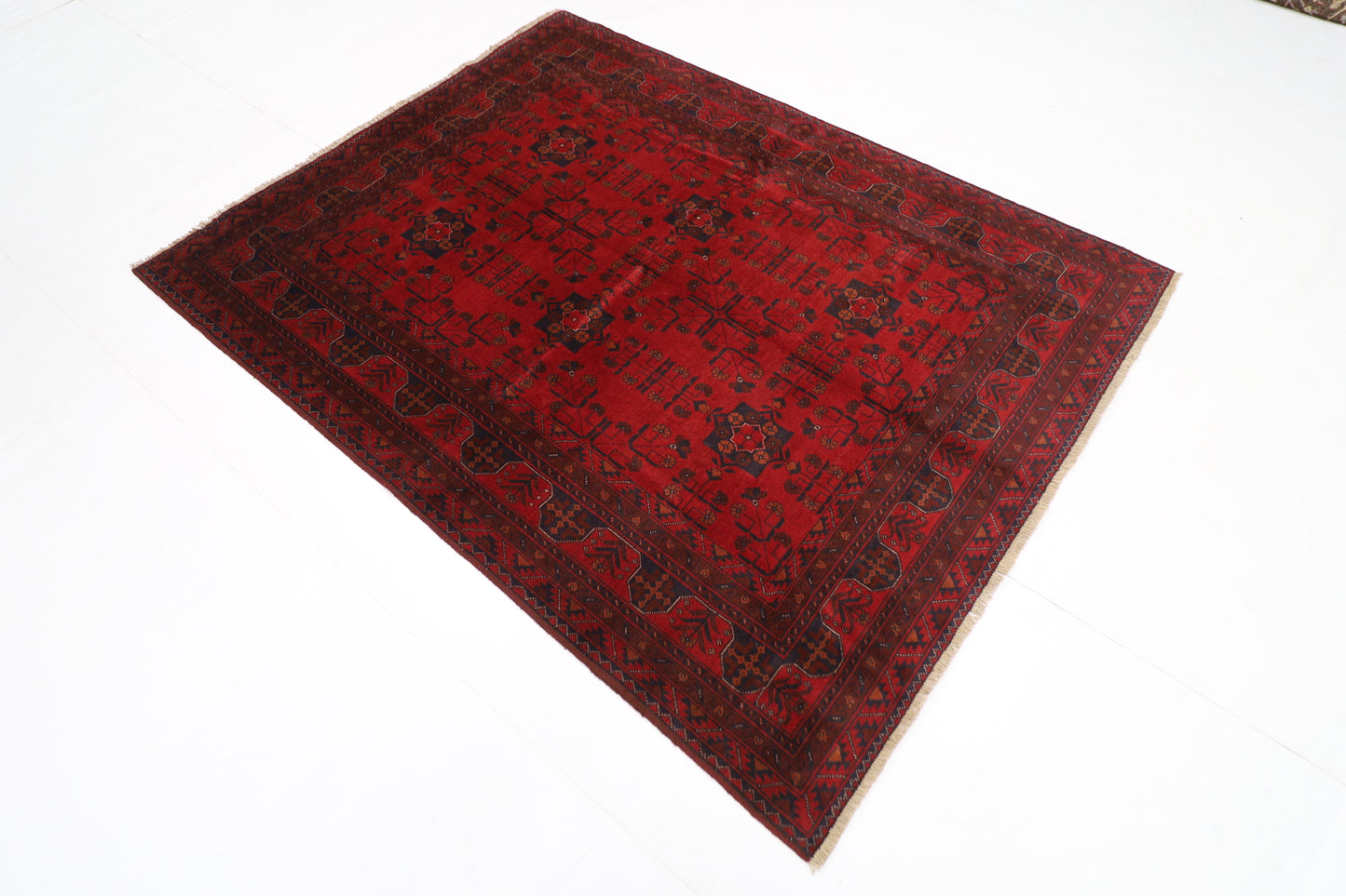 155 x 200 cm | Red Khal Mohammadi Afghan Tribal Hand Knotted Wool Carpet