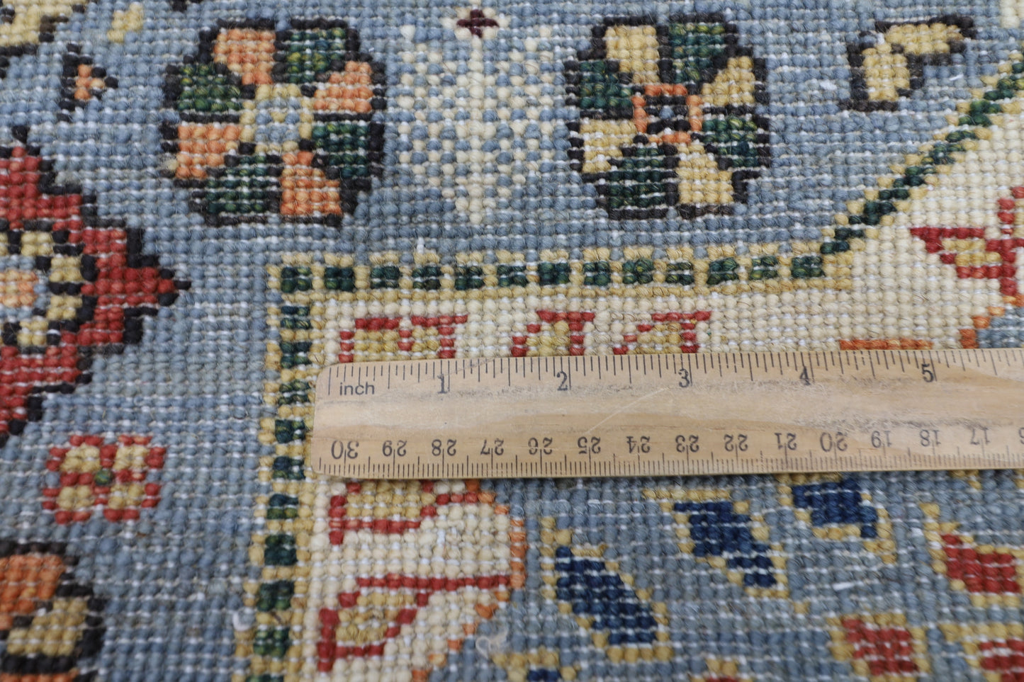 80 x 344 cm | Hallway Mamluk Blue Rug Afghan Hand Knotted Veg dye Wool carpet