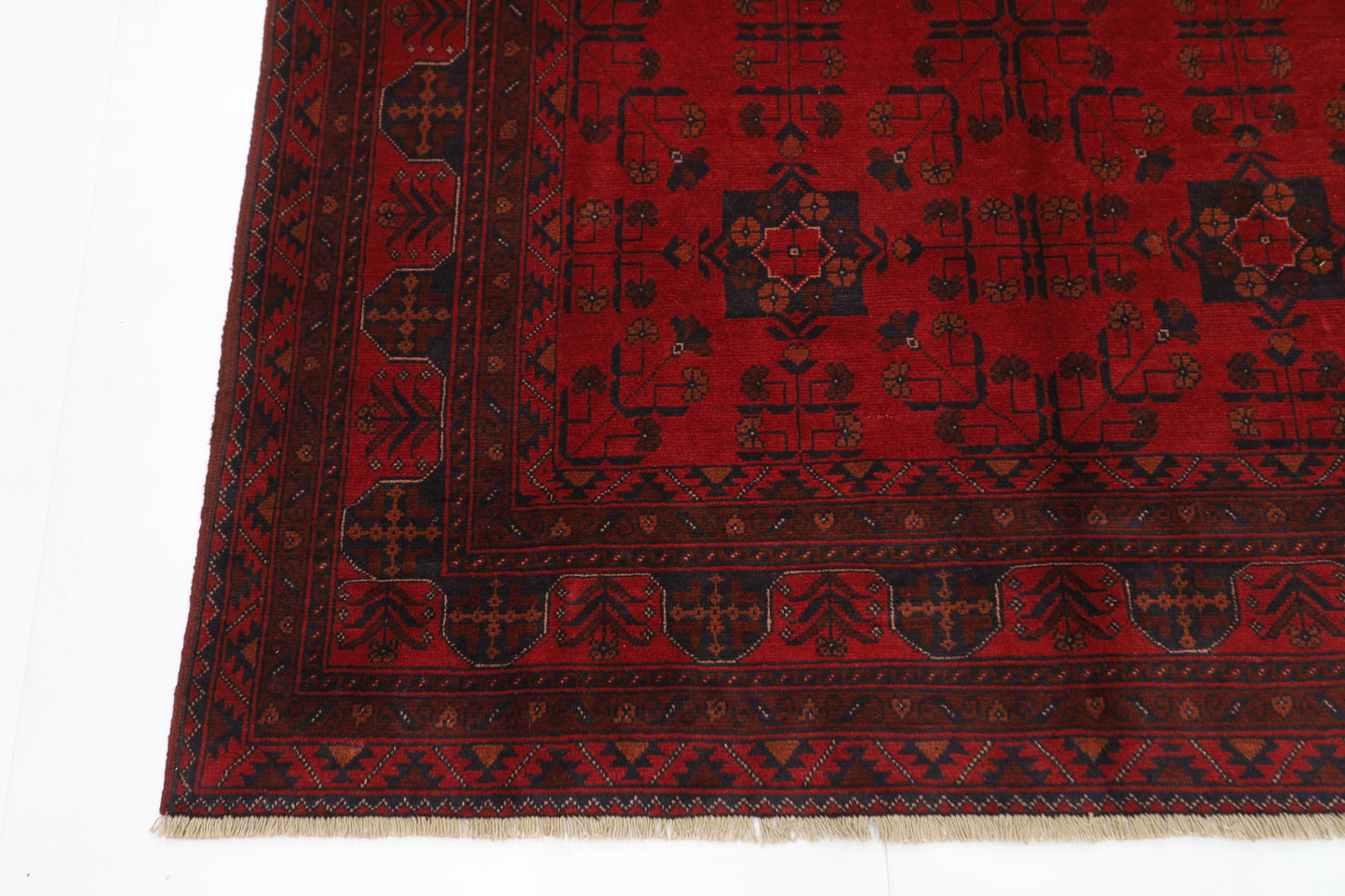 155 x 200 cm | Red Khal Mohammadi Afghan Tribal Hand Knotted Wool Carpet