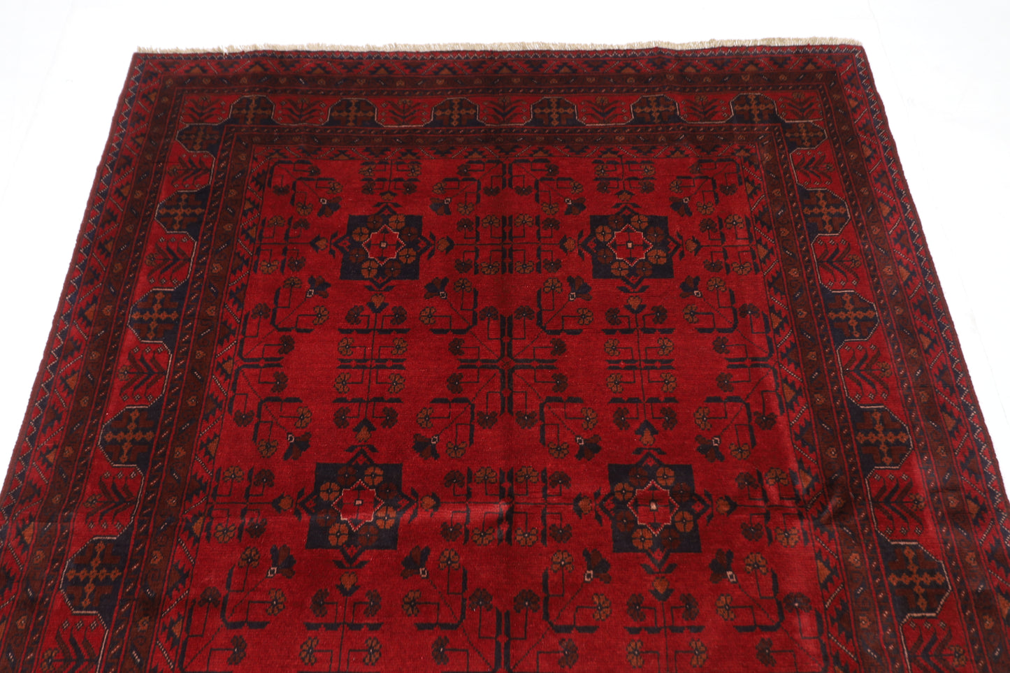155 x 200 cm | Red Khal Mohammadi Afghan Tribal Hand Knotted Wool Carpet
