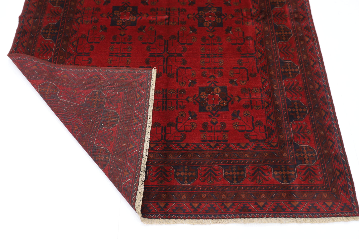 155 x 200 cm | Red Khal Mohammadi Afghan Tribal Hand Knotted Wool Carpet