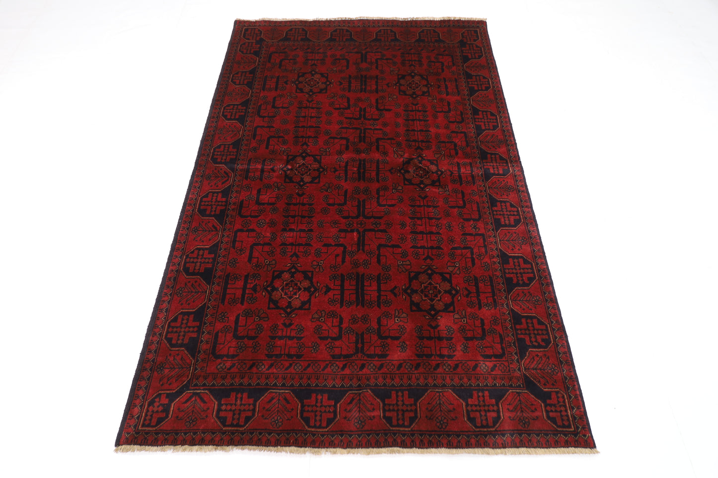 127 x 193 cm | Red Khal Mohammadi Afghan Tribal Hand Knotted Wool Carpet