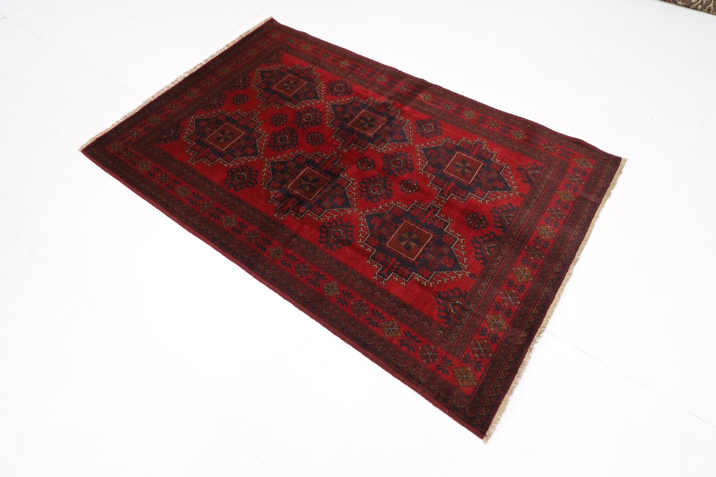 130 x 200 cm | Red Khal Mohammadi Afghan Tribal Hand Knotted Wool Carpet