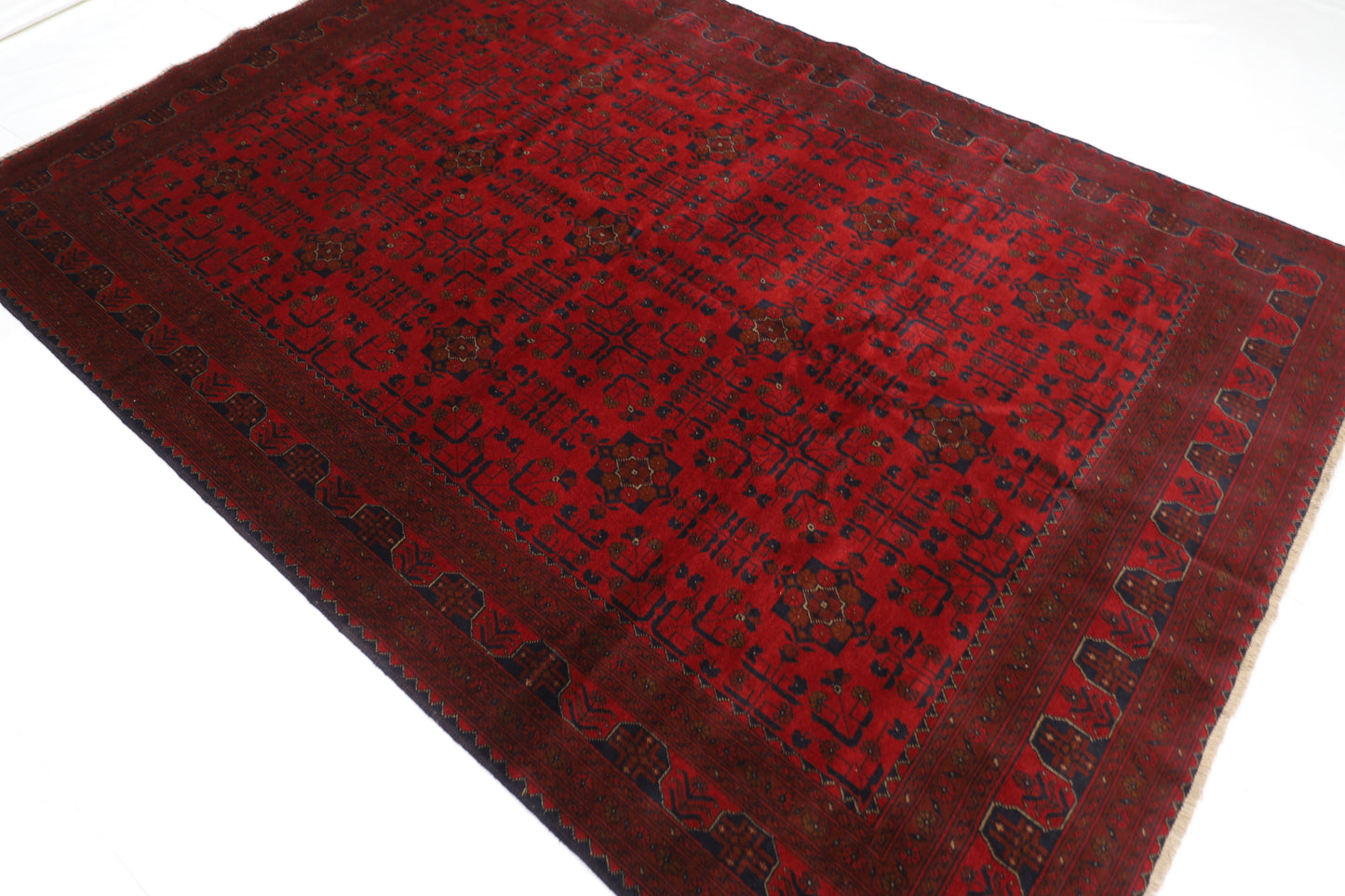 205 x 295 cm | Red Khal Mohammadi Afghan Tribal Hand Knotted Wool Carpet