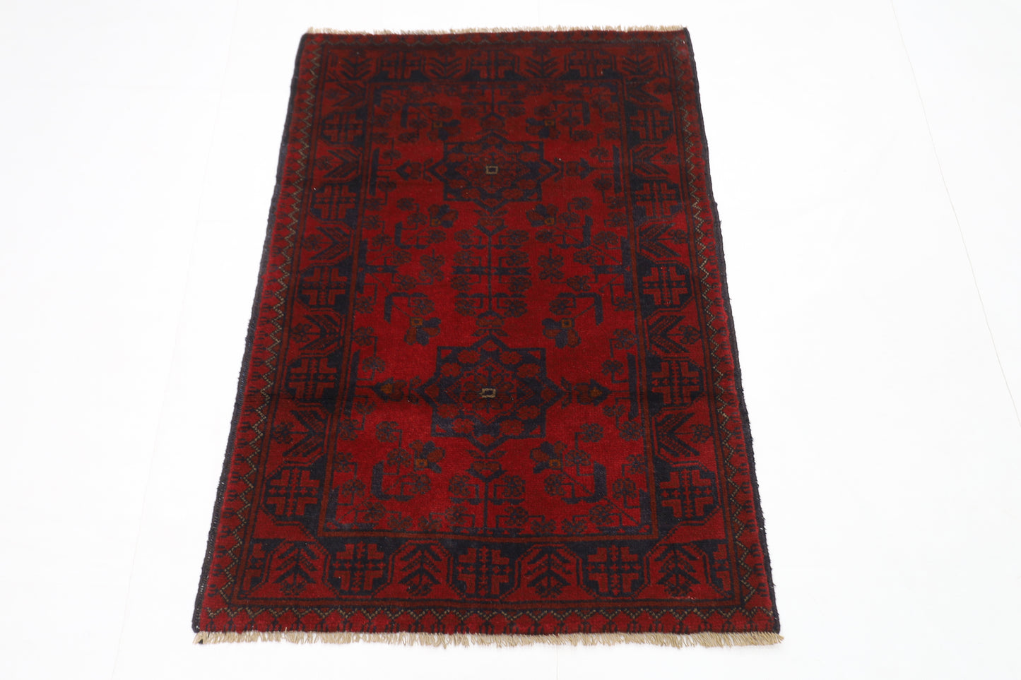 82 x 119 cm | Red Khal Mohammadi Afghan Tribal Hand Knotted Wool Carpet