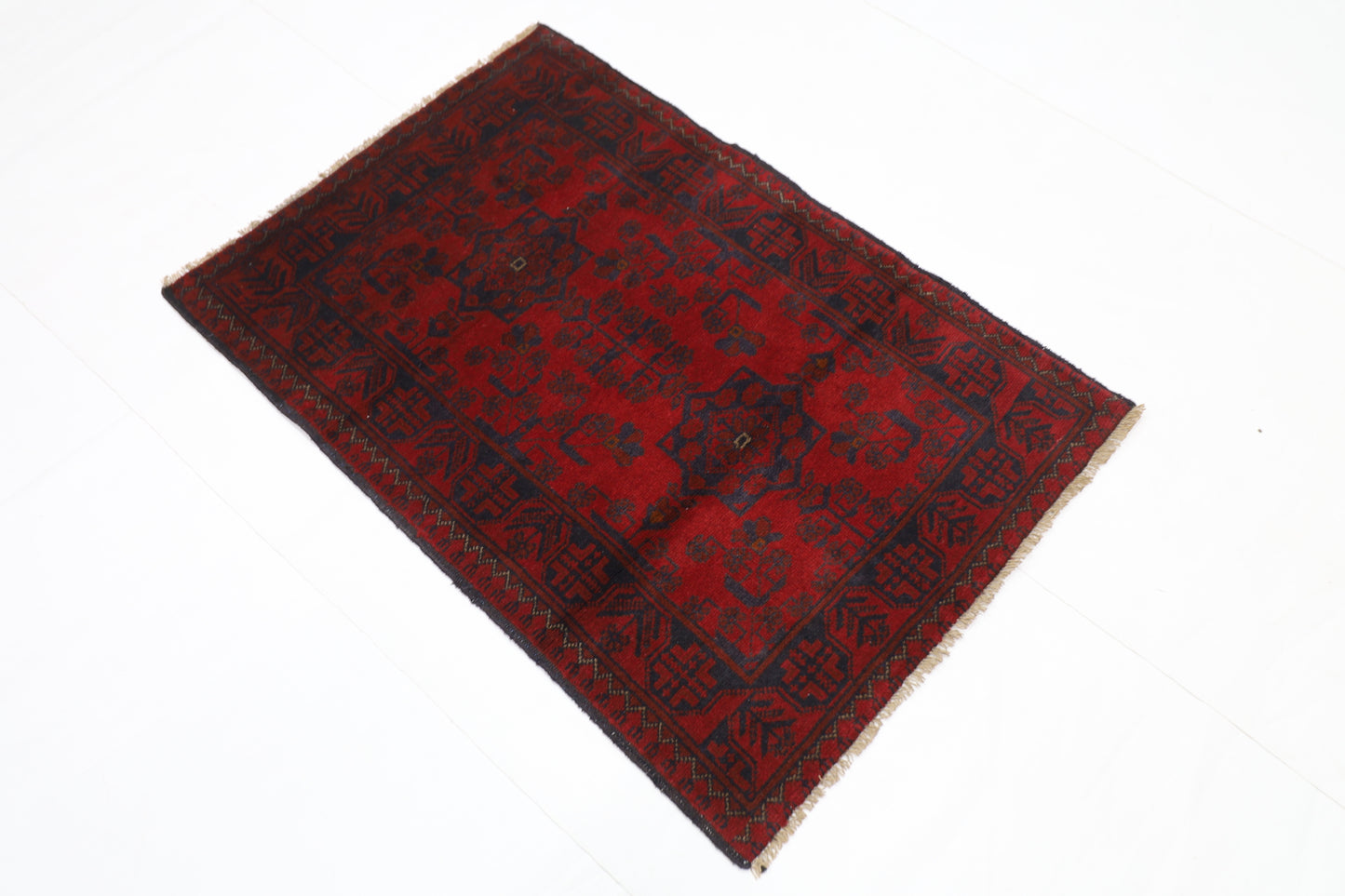 82 x 119 cm | Red Khal Mohammadi Afghan Tribal Hand Knotted Wool Carpet