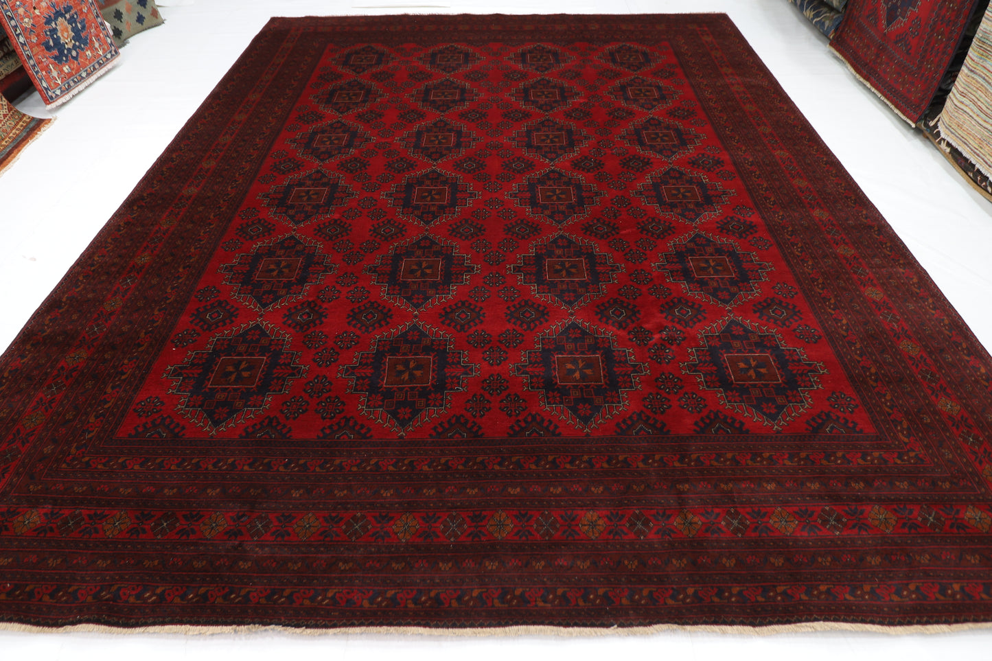 302 x 386 cm | Red Khal Mohammadi Afghan Tribal Hand Knotted Wool Carpet