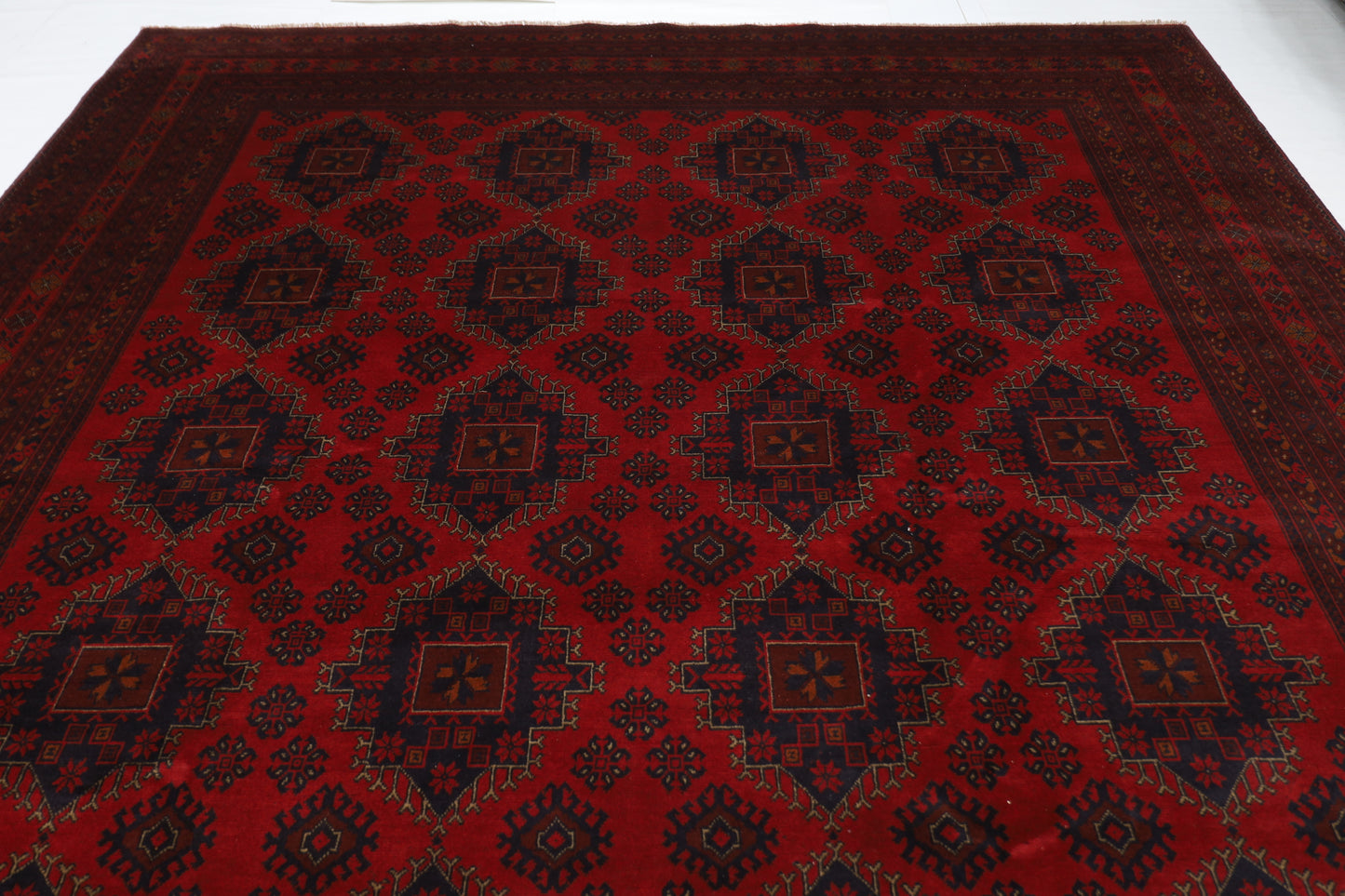 302 x 386 cm | Red Khal Mohammadi Afghan Tribal Hand Knotted Wool Carpet