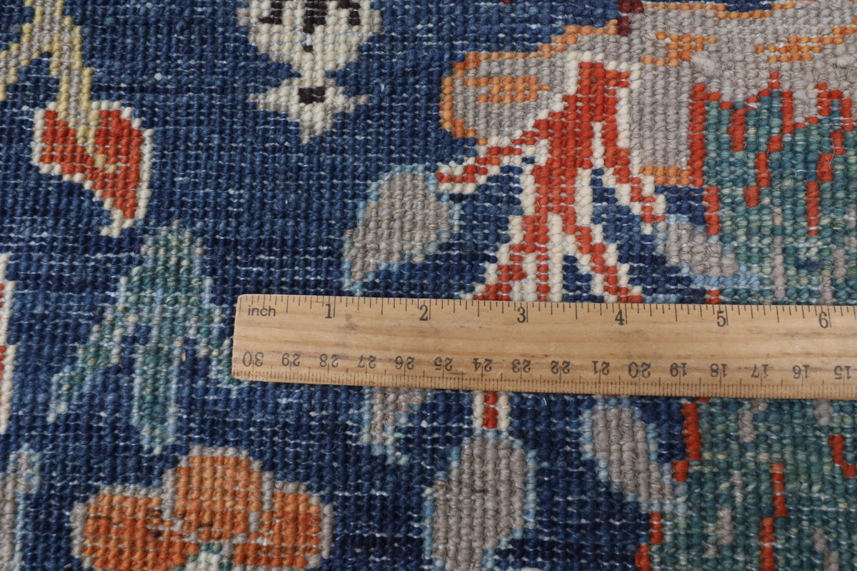 153 x 200 cm | Birds Blue Hand Knotted Wool Afghan Carpet