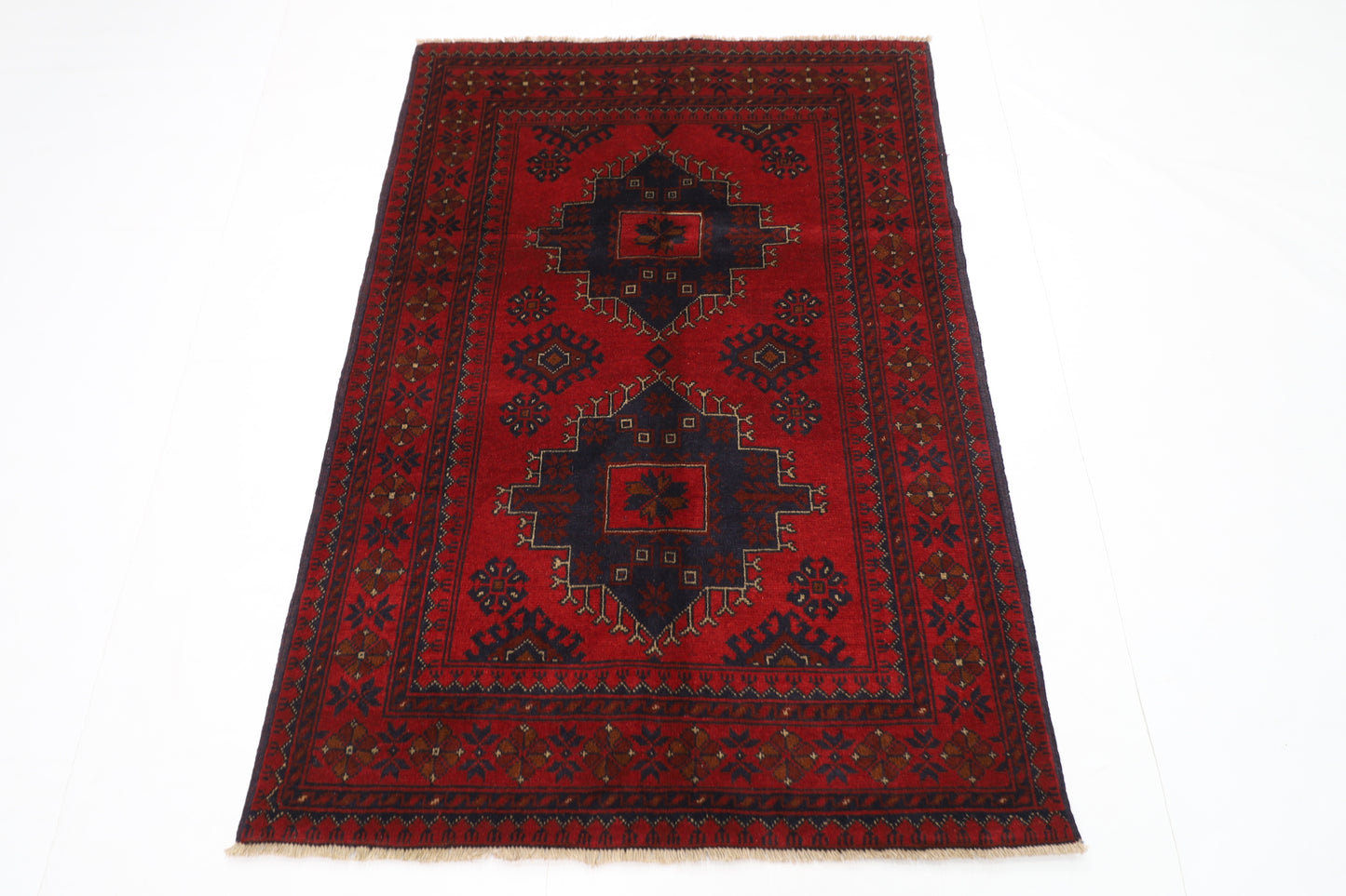 100 x 147 cm | Red Khal Mohammadi Afghan Tribal Hand Knotted Wool Carpet