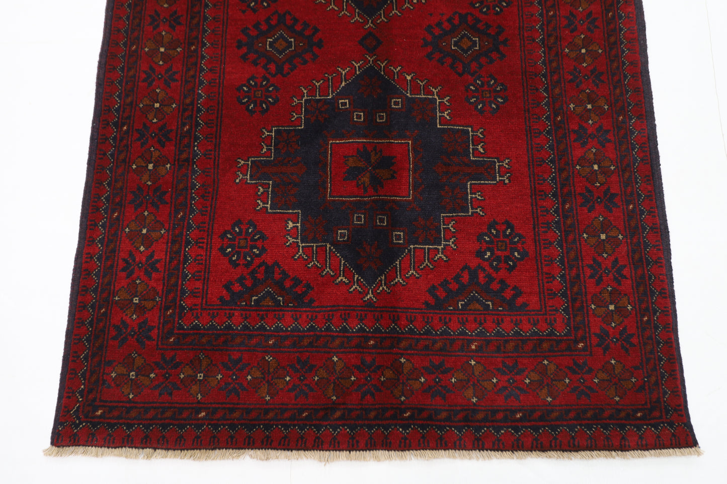 100 x 147 cm | Red Khal Mohammadi Afghan Tribal Hand Knotted Wool Carpet