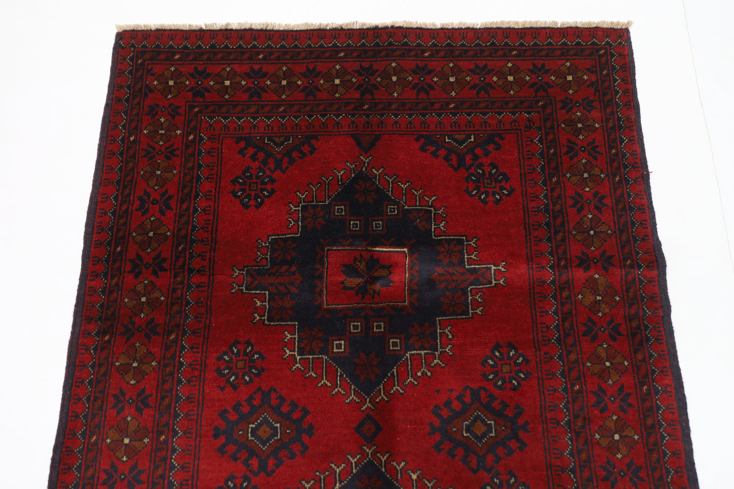 100 x 147 cm | Red Khal Mohammadi Afghan Tribal Hand Knotted Wool Carpet