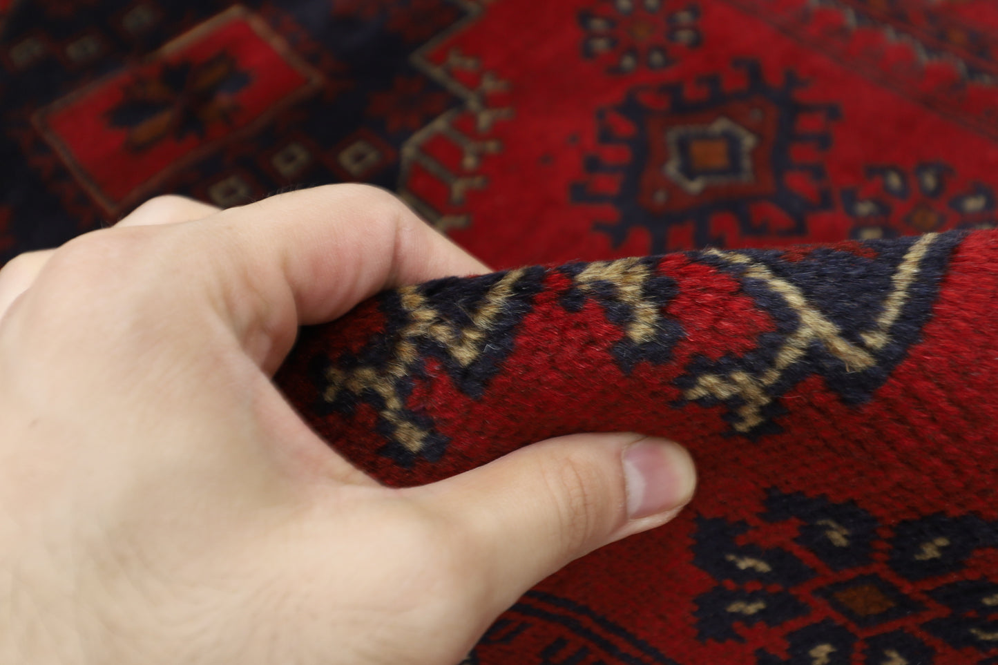 100 x 147 cm | Red Khal Mohammadi Afghan Tribal Hand Knotted Wool Carpet