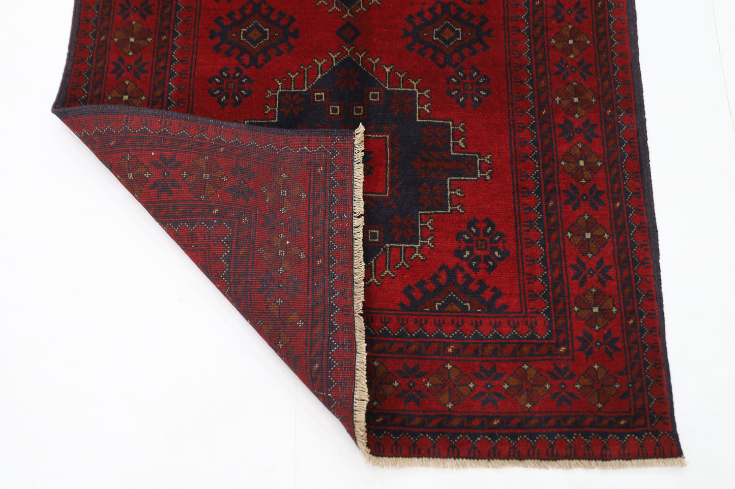 100 x 147 cm | Red Khal Mohammadi Afghan Tribal Hand Knotted Wool Carpet